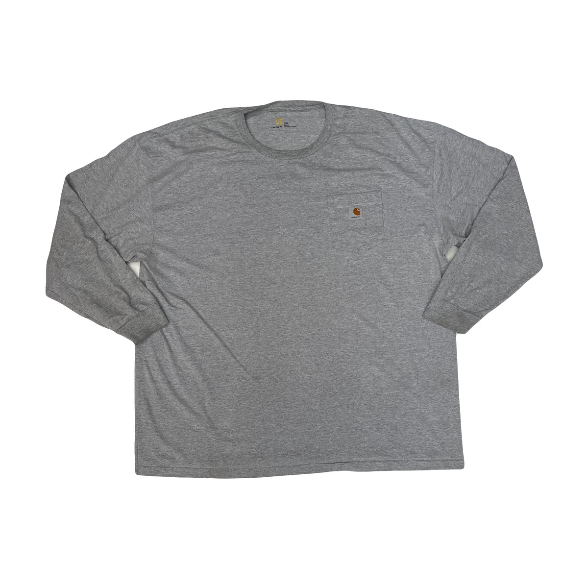 Vintage Carhartt Men's 3XL Grey Long Sleeve Pocket T-Shirt Workwear Modern