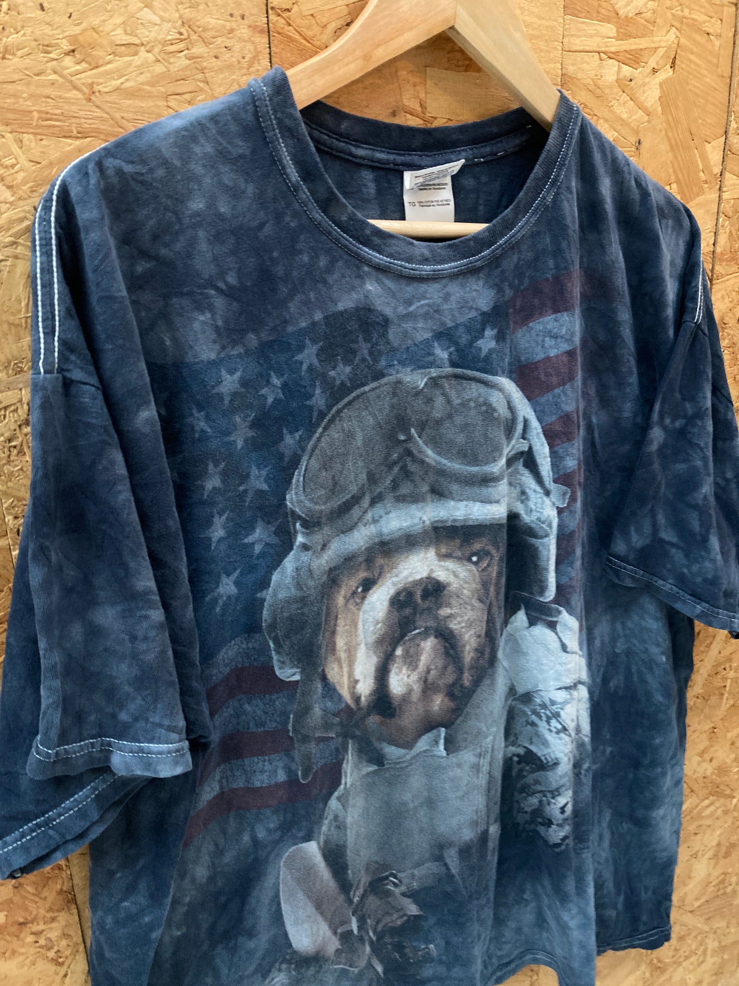 Vintage Y2K navy blue tie dye War Dog soldier souvenir t-shirt size XL by Gildan