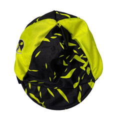 Vintage Rapha Cycling Cap Black Neon Yellow Pattern Unisex One Size
