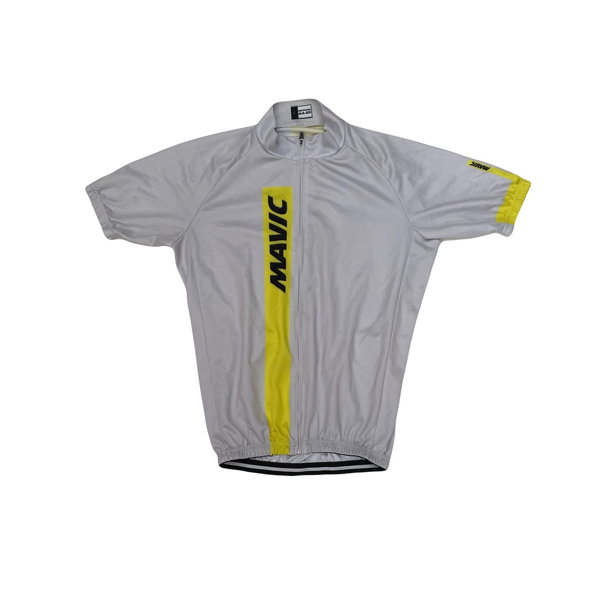 Mavic Cycling Jersey Short Sleeve Men's Size L Gray Yellow Full Zip Bike Shirt