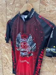 EMLCE Cycling Jersey Red Black Circuit Board Print Short Sleeve Size XS