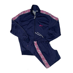 Vintage Asics Tracksuit Set Navy Blue Pink Logo Track Jacket Pants Men's M