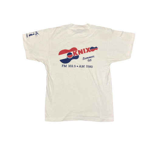 Vintage 80s K-Nix phoenix fm music radio USA souvenir single stitch white T shirt size medium