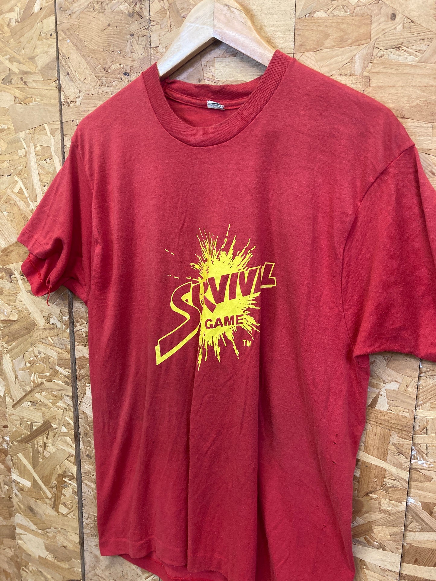 Vintage 90s red yellow The Survival Game single stitch souvenir t-shirt size XL