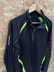 Athletic Pullover 1/4 Zip Black Neon Running Jacket Men's M