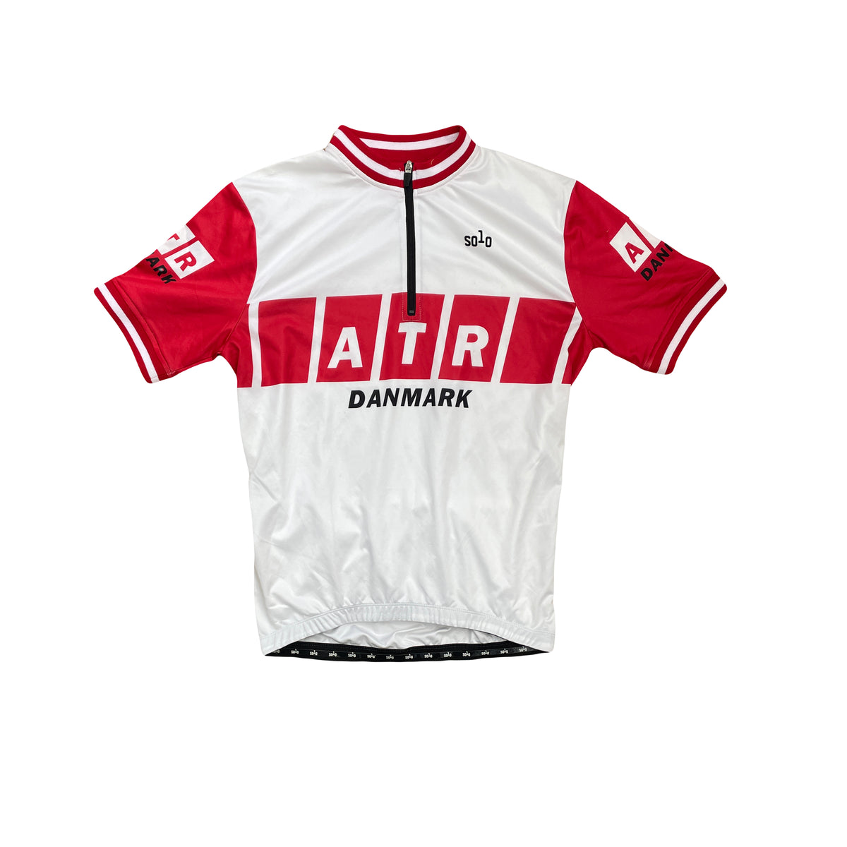 Vintage Solo Denmark Cycling Jersey ATR Red White Men's Size M Short Sleeve