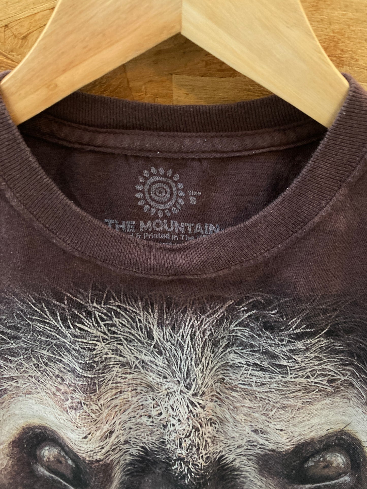 Vintage 90s The Mountain USA brown tie dye cute sloth face t-shirt size small