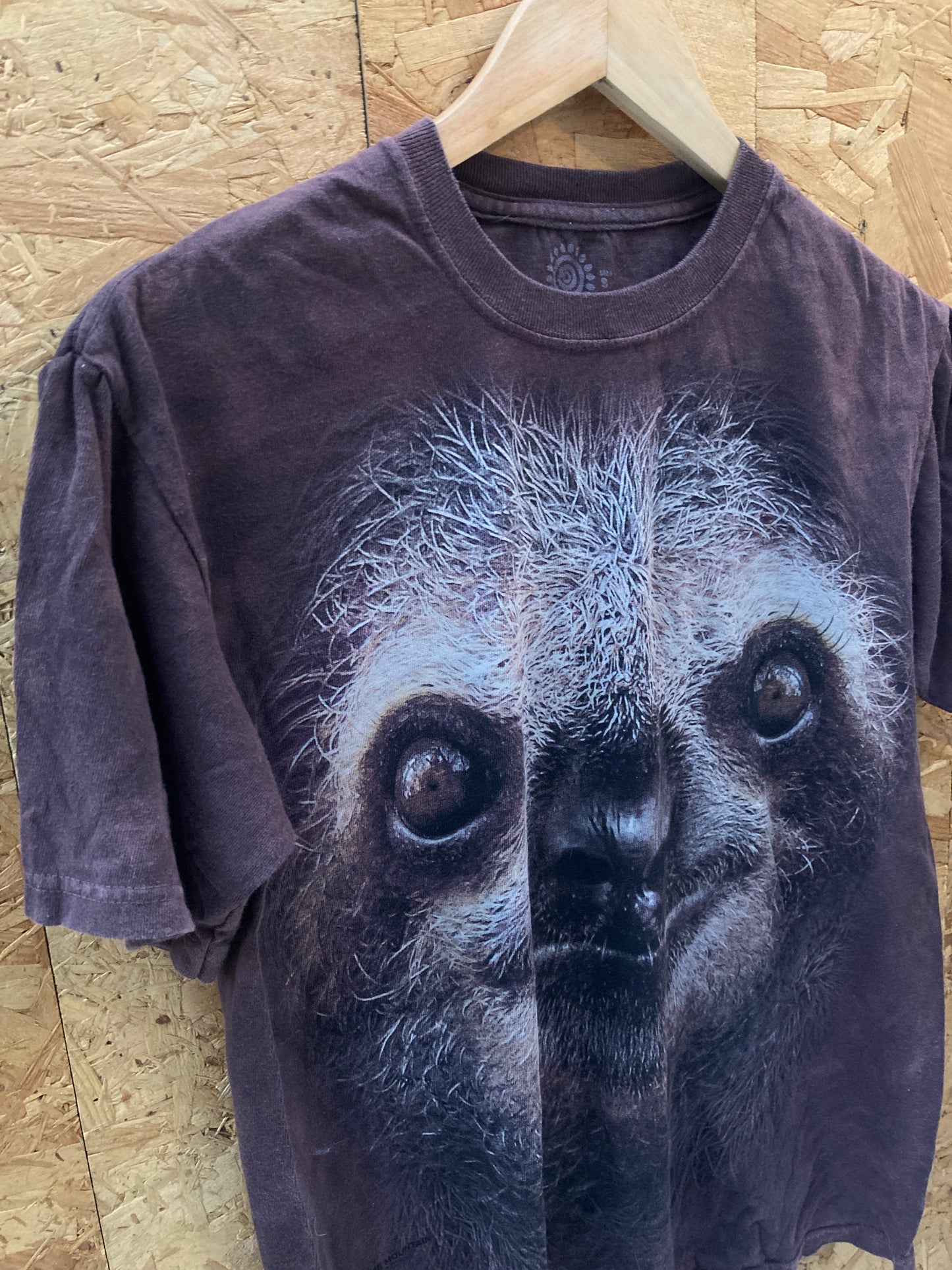 Vintage 90s The Mountain USA brown tie dye cute sloth face t-shirt size small