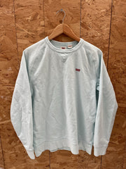 Vintage Y2K Levi's Crew Neck Sweatshirt Light Baby Blue M Raglan Pullover