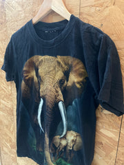 Vintage 90s African elephant large print black souvenir t-shirt size small