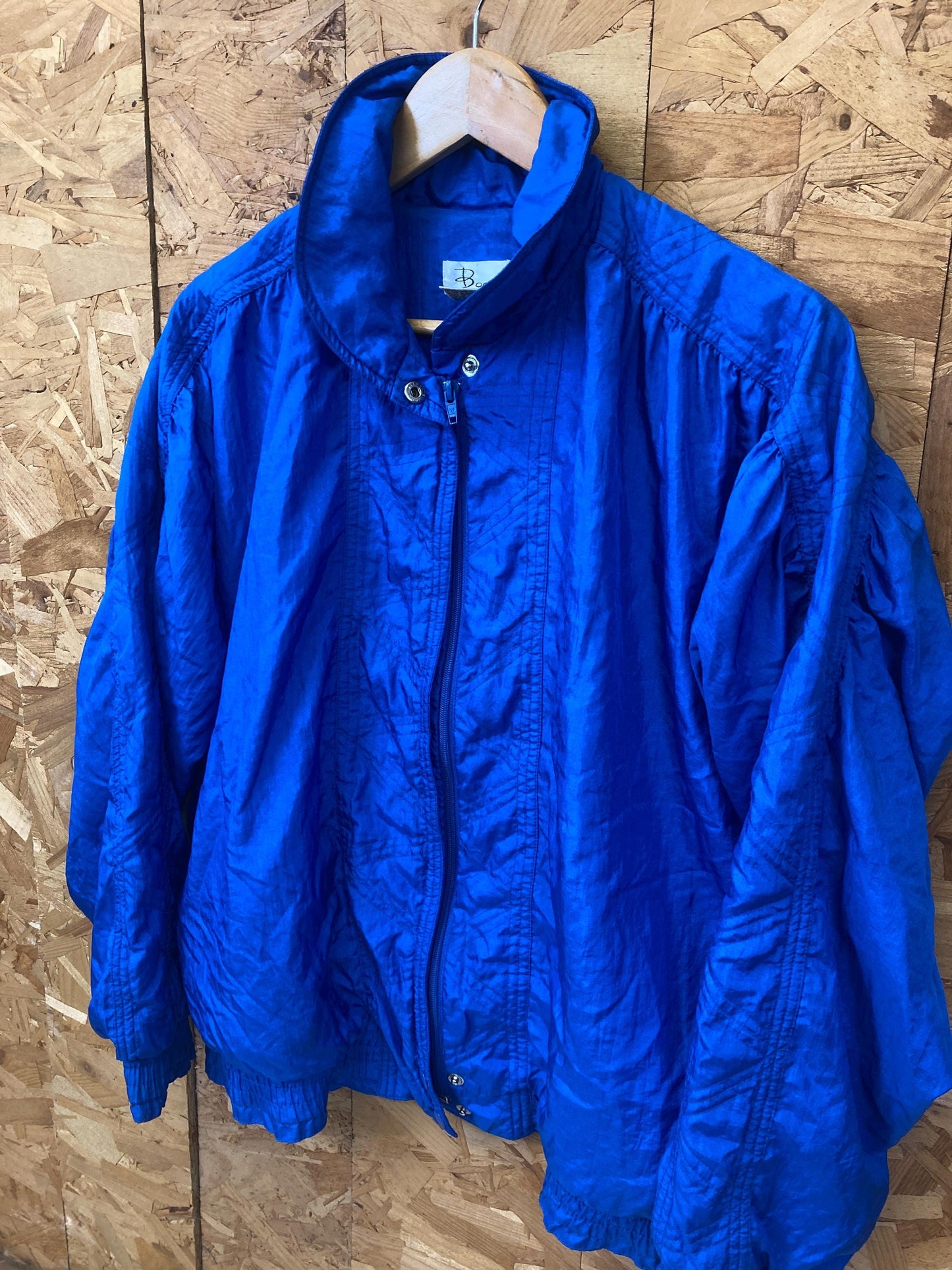 Vintage 80s blue shell track ski jacket windbreaker size medium by Bocoo