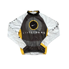 Nike Livestrong Cycling Jersey Long Sleeve XL White Yellow Black Men's
