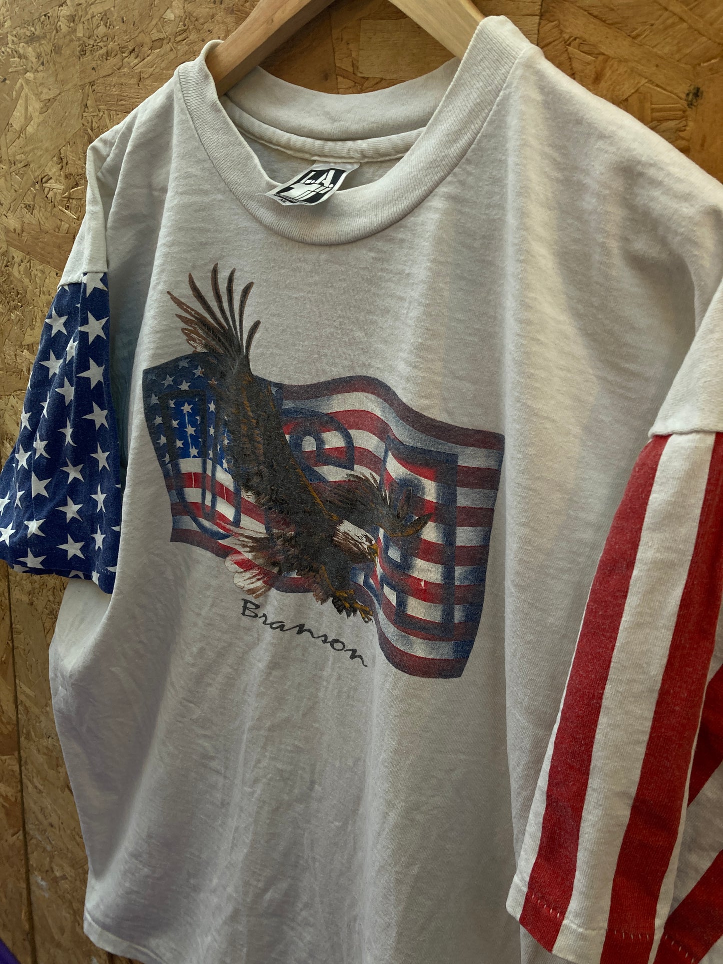 Vintage 90s Stars & Stripes flag eagle Branson USA single stitch t-shirt size XL