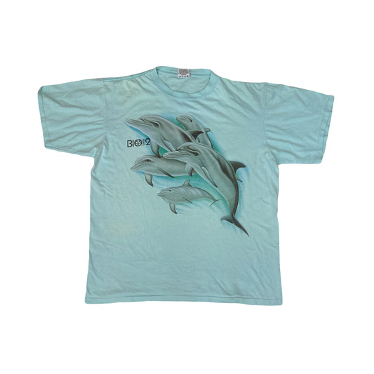 Vintage 90s light blue dolphins Harlequin NG single stitch t-shirt size XL