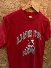 Vintage 80s Illinois State Redbirds single stitch red t-shirt size large