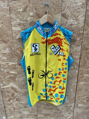Vintage Cycling Jersey Vest Yellow Blue M Tri Sport Team Bielefeld