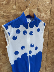 Ciclo Sport Men's Blue White Bubble Print Sleeveless Cycling Jersey Vest Size M