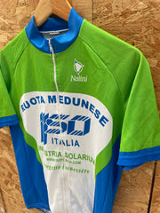 Nalini Cycling Jersey Short Sleeve Green Blue White Italy Men's Size L