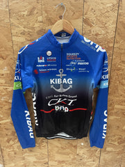 Vintage Kibag Cycling Race Jersey Blue Black Gradient Long Sleeve Men's Size S