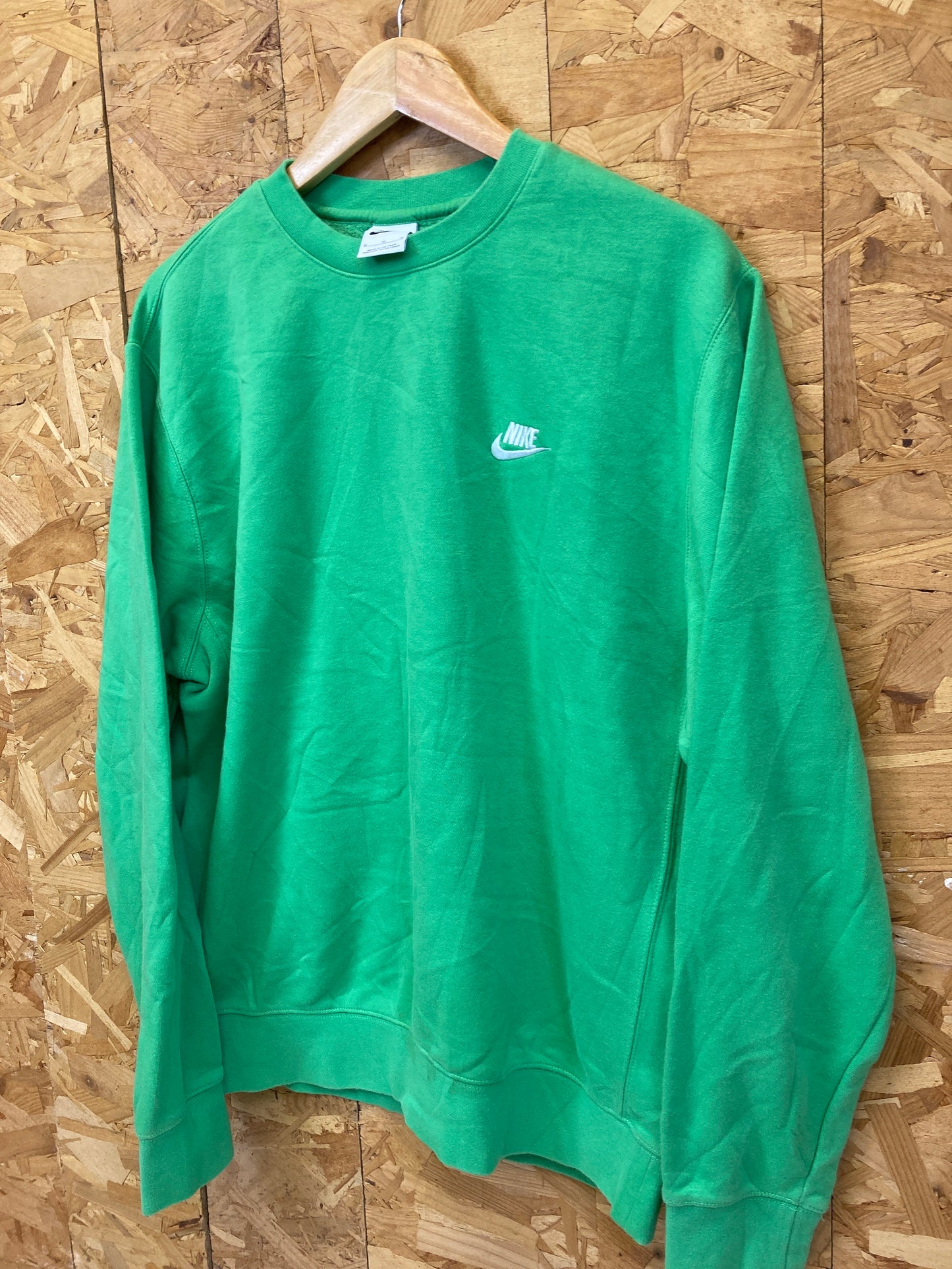 Vintage Y2K Nike minimal swoosh bright green crew neck sweater size medium oversized fit