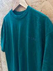 Vintage 90s quirky funny quote cartoon dark green single stitch t-shirt size XL