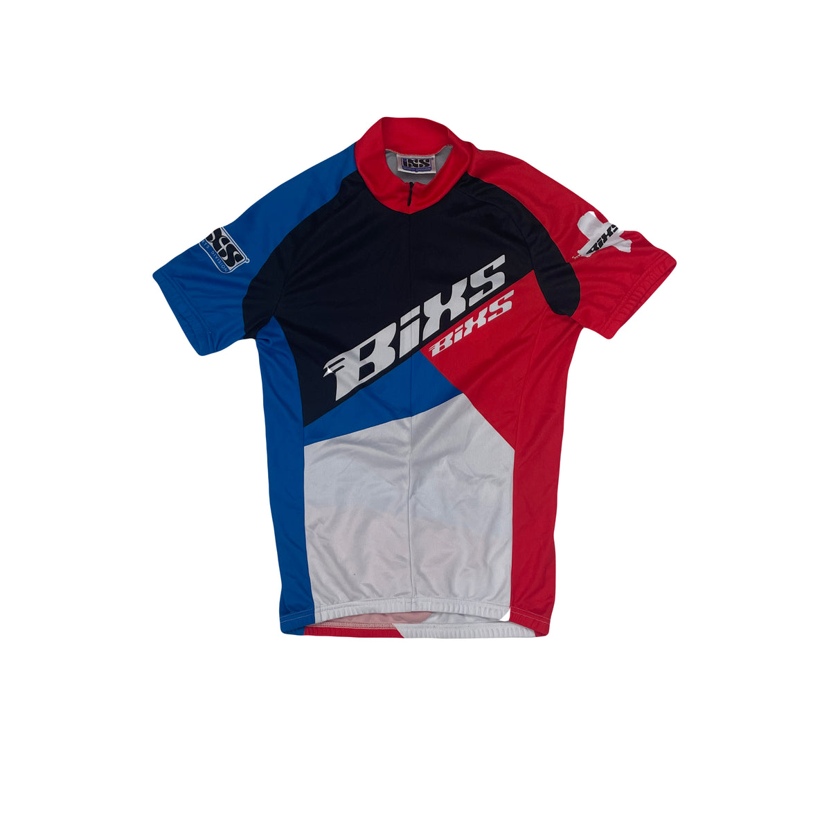 Bixs Sports Division Short Sleeve Cycling Jersey Red Blue Black White Size XS
