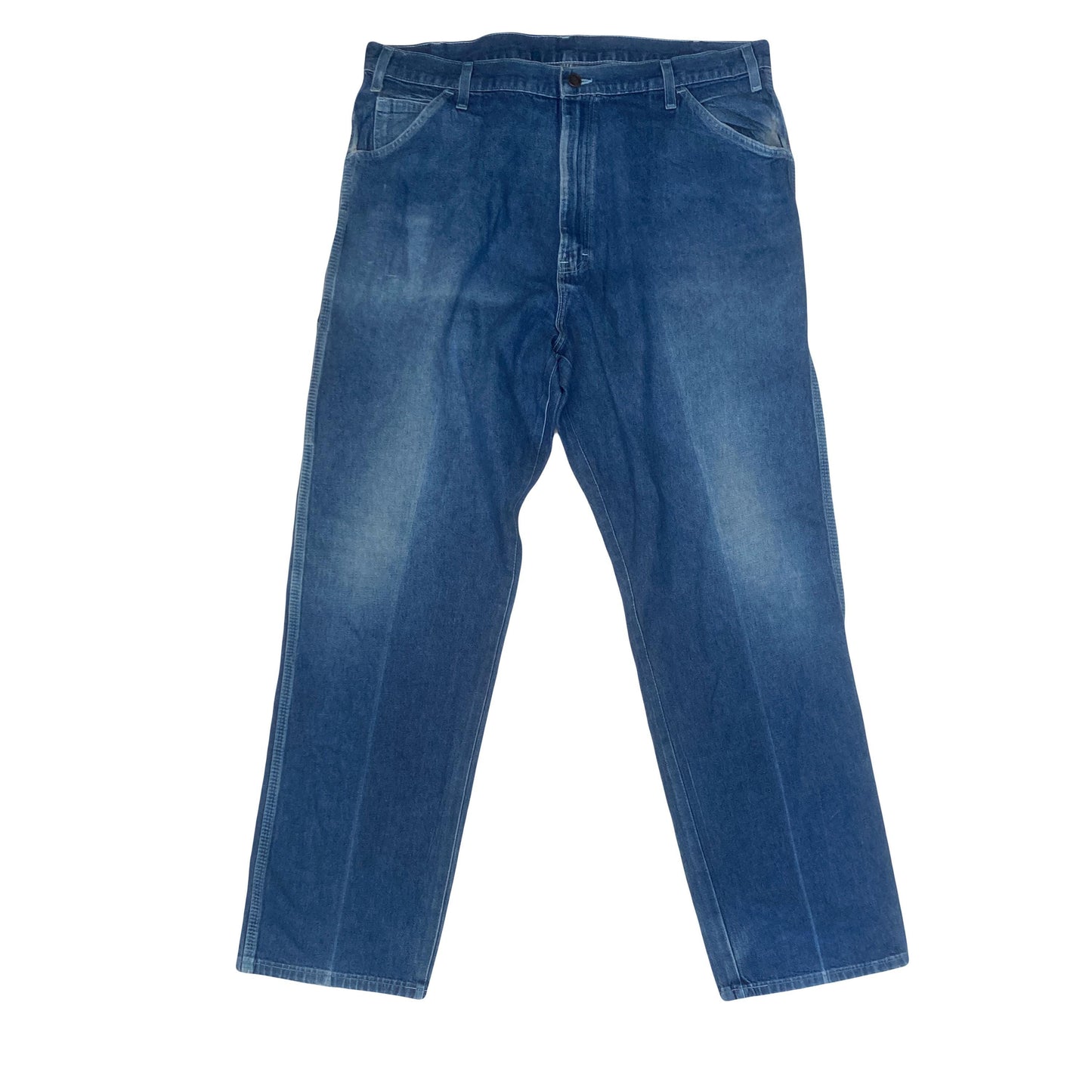 Vintage 90s Dickies mid blue denim distressed worn carpenter work pants W38 L33