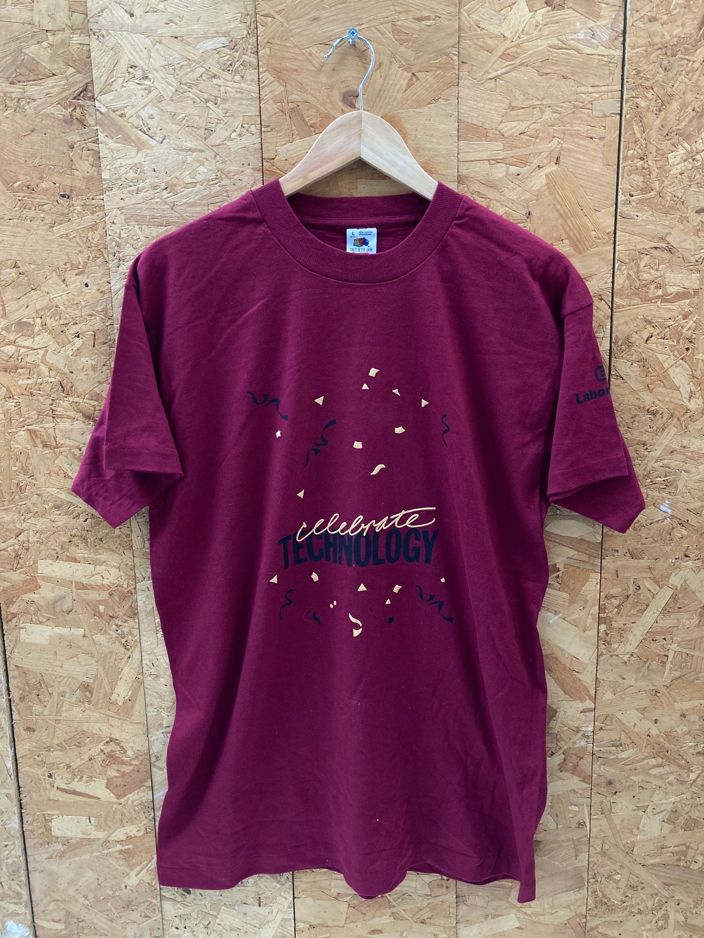 Vintage 90s Celebrate Technology maroon single stitch promo t-shirt size large