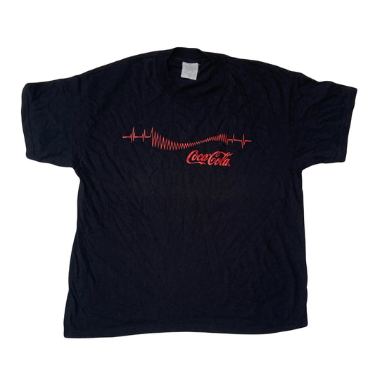 Vintage 90s black Coca Cola ECG monitor graphic souvenir t-shirt size large