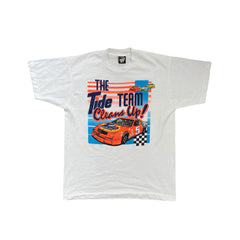 Vintage 90s Single Stitch Tide Team Nascar Racing T-Shirt Size L White