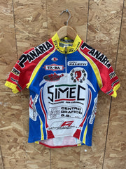 Vintage Anna Neri Cycling Jersey Simec Panaria Red Blue Yellow L'Eroica Size S