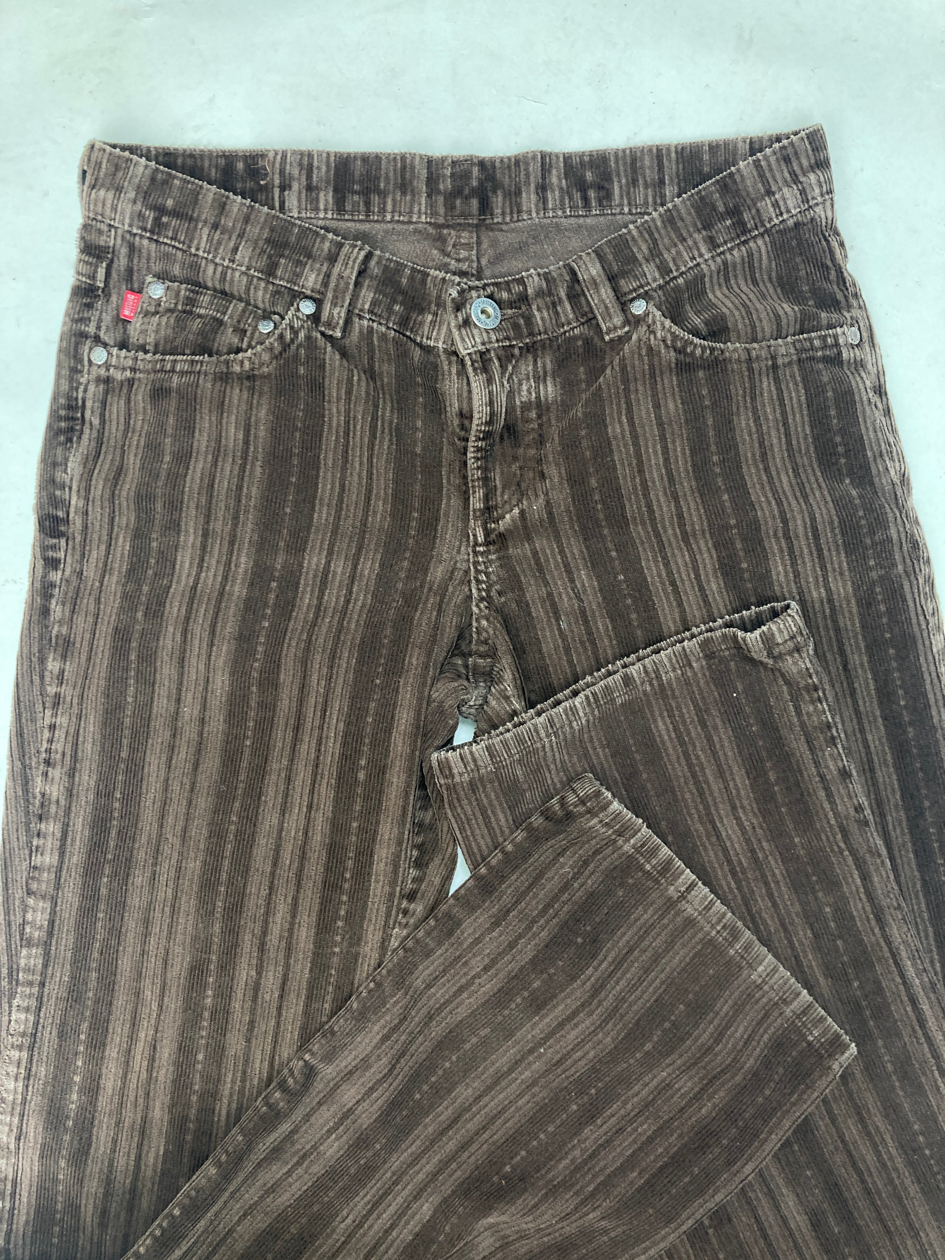 Vintage Y2K Mustang womens brown ribbed bootcut corduroy trousers size W29" L34"