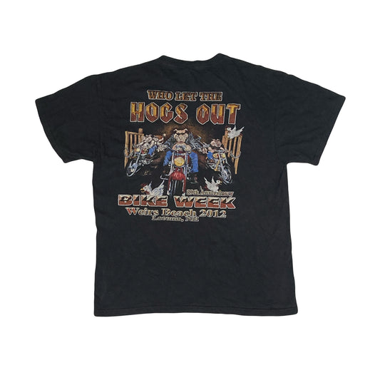 Vintage Y2K Who let the hogs out bike week Weirs beach biker t-shirt size large