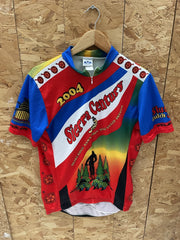 Vintage Voler 2004 Sierra Century MTB Cycling Jersey Men's Large Red Blue Green