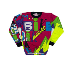 Vintage 90s Bike Maniac Graphic Long Sleeve T-Shirt Size M Pink