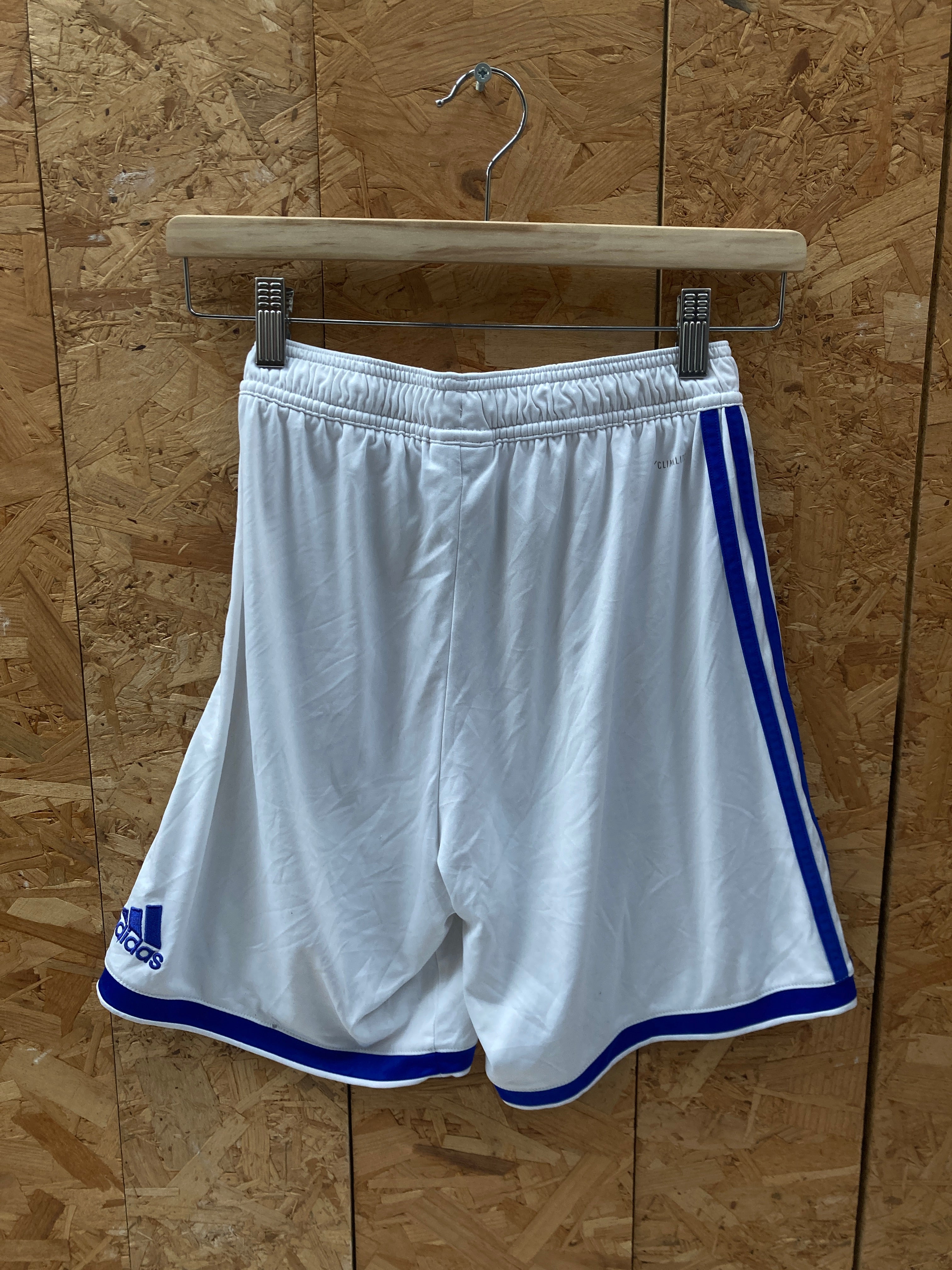 Vintage Y2K Adidas white blue stripe shorts size small