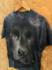 Vintage 90s grungy charcoal tie-dye Labrador dog souvenir t-shirt size small