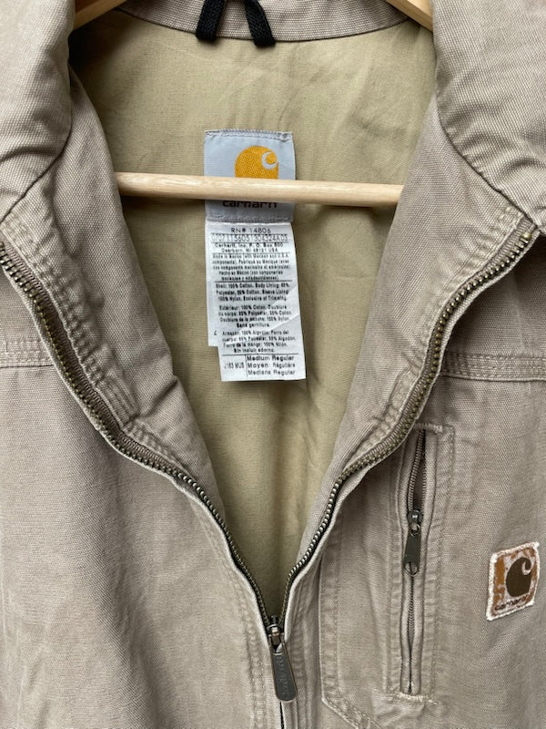 Vintage 90s Carhartt Wylie stone beige tan workwear jacket size medium