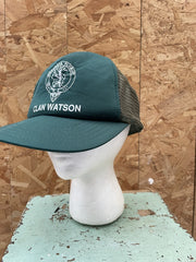 Vintage 80s Clan Watson Trucker Hat Green Mesh Snapback Adjustable Baseball Cap
