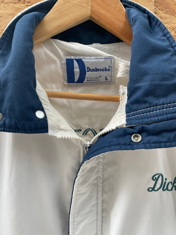 Vintage Dumbrooke White/Teal Colorblock USA Dick cattle rancher livestock Jacket Men's Size L