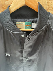 Vintage 80s Krenk Auto Repair Shop Wear-Guard Black Satin Baseball Jacket XL Embroidered Logo
