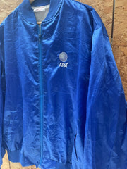 Vintage 80s AT&T Blue Satin Bomber Jacket USA made size XL