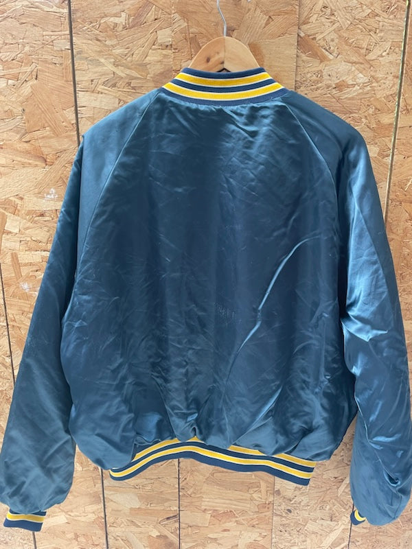 Vintage 80s VFW Post 1431 Satin Baseball Jacket - Dark Blue - Size Large