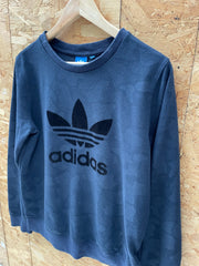 Vintage Y2K Adidas Men's Size M Dark Blue Camo Crewneck Sweatshirt Jumper