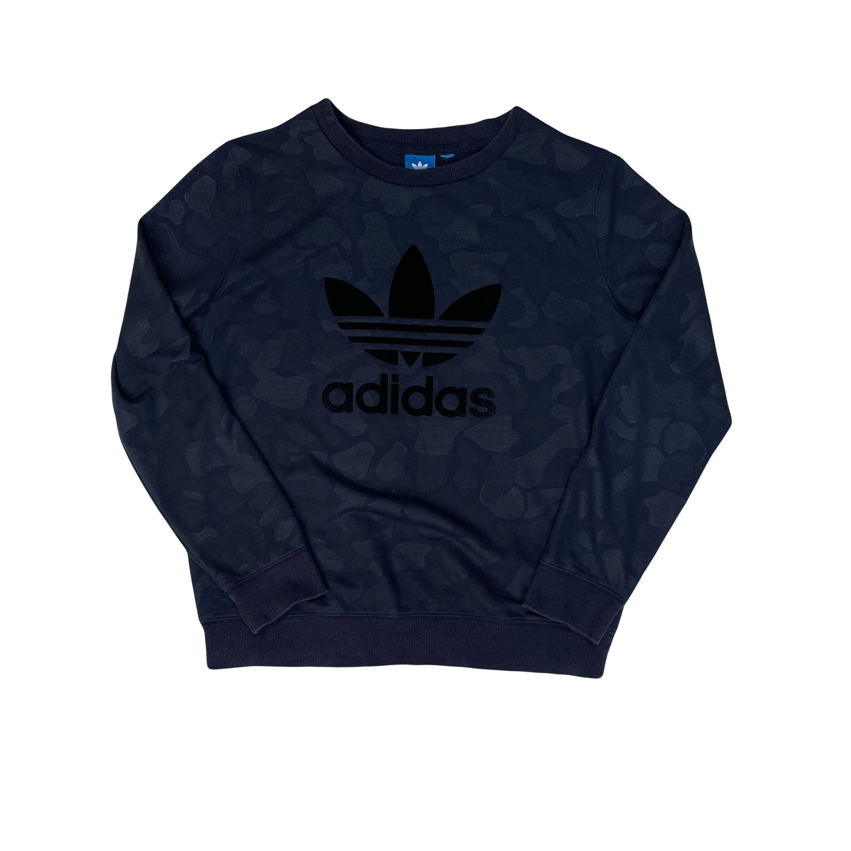 Vintage Y2K Adidas Men's Size M Dark Blue Camo Crewneck Sweatshirt Jumper