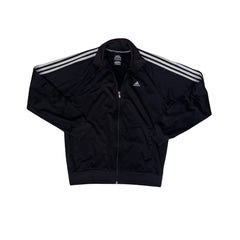 Vintage Y2K Adidas Men's Essentials Track Jacket Size M Black with White Stripes