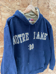 Vintage 90s Russell Athletic Notre Dame Fighting Irish Hoodie Sweater Medium Navy Blue
