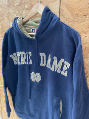 Vintage 90s Russell Athletic Notre Dame Fighting Irish Hoodie Sweater Medium Navy Blue
