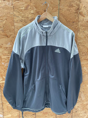 Vintage Y2K Adidas Men's Gray/Black Track Jacket Size Large Full Zip