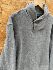 Vintage Y2K Polo by Ralph Lauren Men's Size M Gray Shawl Collar Sweater